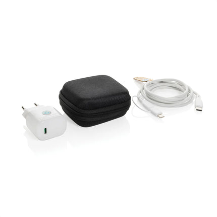 XD Collection Boost RCS recycled PET 20W Type C charging set with two phone and tablet charging cables
