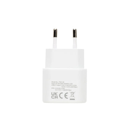 Two XD Collection Boost RCS recycled PET 20W USB Type-C charging adapters for phones and tablets.