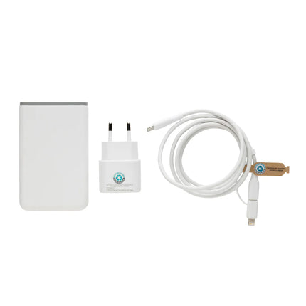 XD Collection Surge RCS recycled PET 20W Type C charging set with 3 USB-C cables for phones and tablets