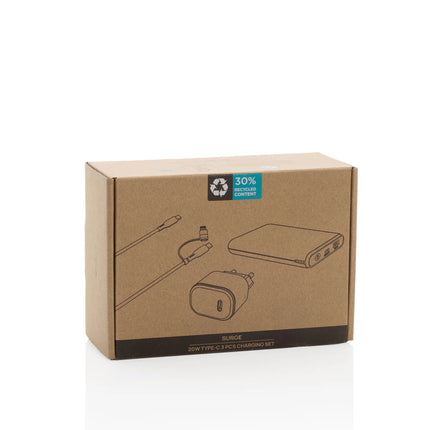 XD Collection Surge RCS recycled PET 20W Type C charging set with three phone and tablet chargers