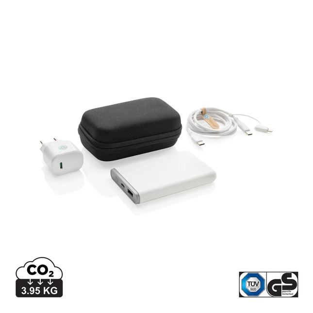 XD Collection Surge RCS recycled PET 20W Type-C charging set with three phone and tablet chargers