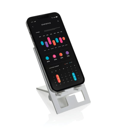 XD Collection Snap Stand RCS recycled plastic foldable phone and tablet stand on a surface