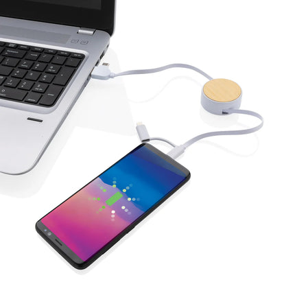 XD Collection RCS recycled plastic Ontario 6-in-1 retractable cable for phone and tablet accessories