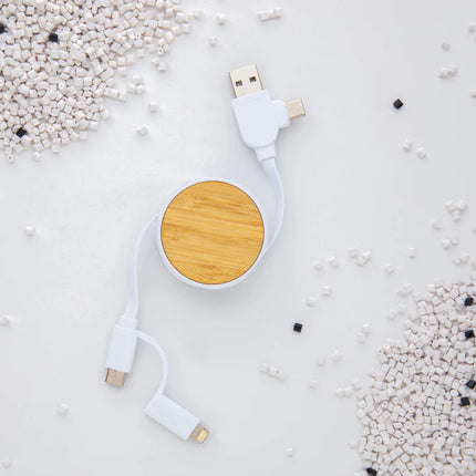 XD Collection RCS recycled plastic Ontario 6-in-1 retractable cable for phones and tablets