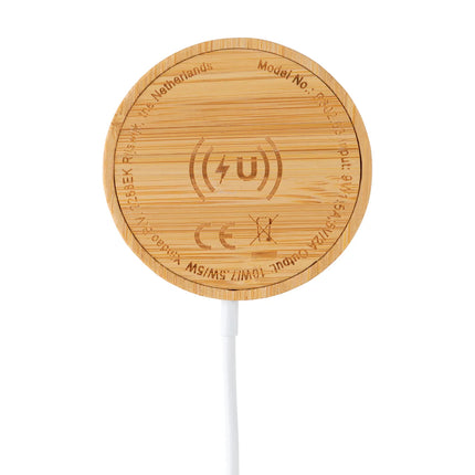 Bamboo magnetic wireless charger by XD Collection for phones and tablets