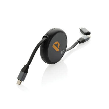 XD Xclusive Terra RCS recycled aluminium 2-in-1 retractable cable for phone and tablet charging and data transfer.