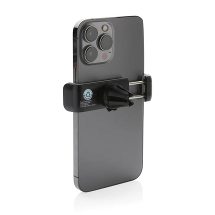 XD Collection Acar RCS recycled plastic 360-degree car phone holder mounted on a vehicle dashboard.