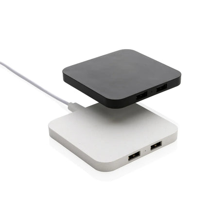 XD Collection RCS recycled plastic 10W wireless charger with USB ports for phones and tablets