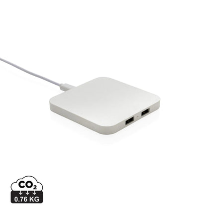 XD Collection RCS recycled plastic 10W wireless charger with USB ports for phones and tablets