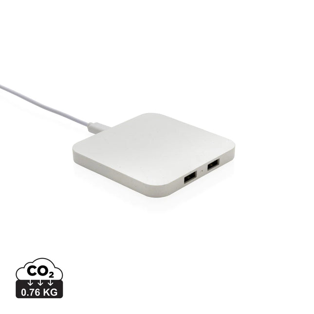 XD Collection RCS recycled plastic 10W wireless charger with USB ports for phones and tablets