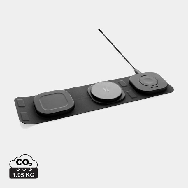 Swiss Peak RCS plastic 3-in-1 wireless travel charger with phone and tablet accessories