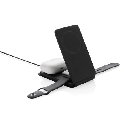 Swiss Peak RCS rPU 15W 3-in-1 magnetic wireless charger for phones and tablets
