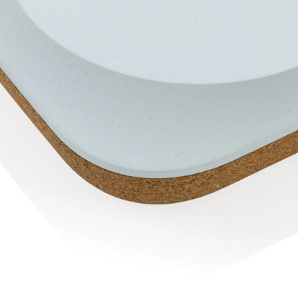 XD Xclusive Oregon RCS recycled plastic and cork 10W wireless phone and tablet charger accessory with eco-friendly design.