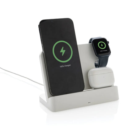 XD Collection Joltz RCS recycled plastic dual 15W charger with iWatch slot for phone and tablet accessories