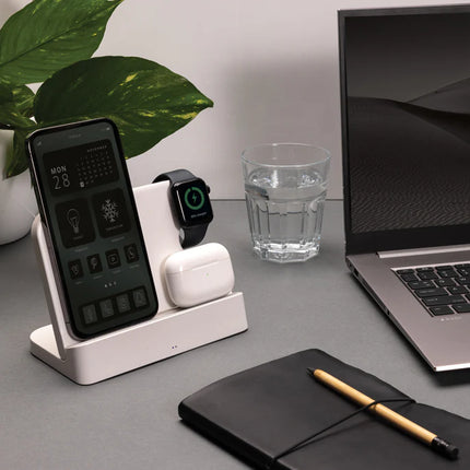 XD Collection Joltz RCS recycled plastic dual 15W charger with iWatch slot