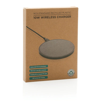 XD Collection RCS standard recycled plastic 10W wireless charger for phones and tablets
