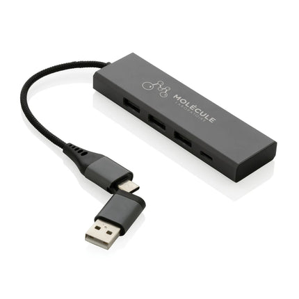 XD Xclusive Terra RCS recycled aluminium hub with 3 USB ports