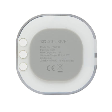XD Xclusive Aria 5W Wireless Charging Digital Clock with phone and tablet charging ports