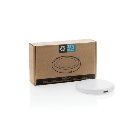 XD Collection Magnapad 15W RCS plastic magnetic 3-in-1 charging pad for phones and tablets with sleek design.