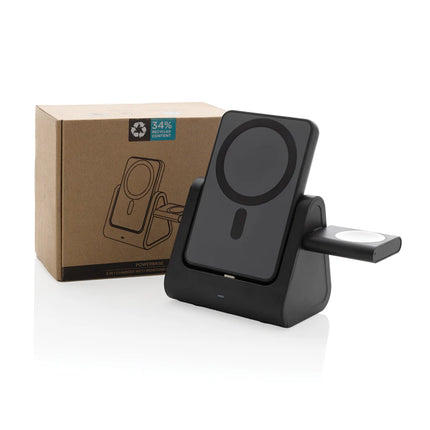 XD Collection Powerbase RCS recycled plastic 3-in-1 charger with power bank for phone and tablet