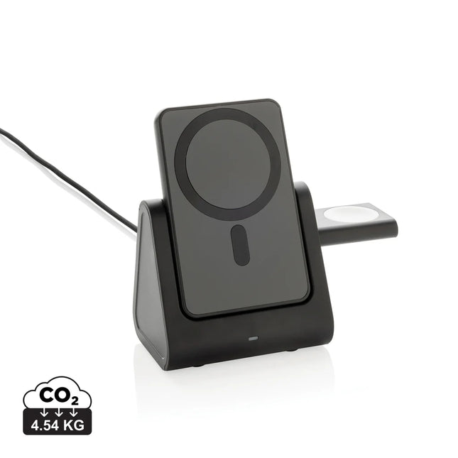 XD Collection Powerbase RCS recycled plastic 3-in-1 charger with powerbank for phones and tablets