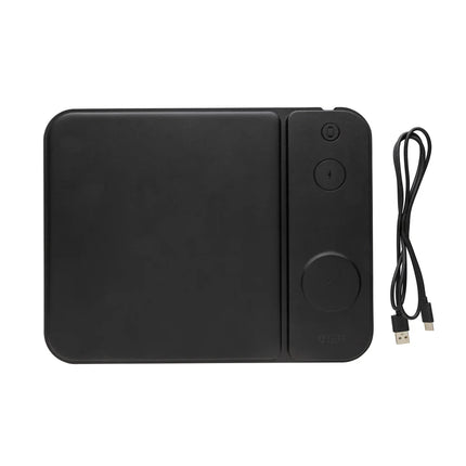 Swiss Peak RCS recycled PU 15W 3-in-1 charging mousepad with phone and tablet charging ports