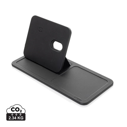 Swiss Peak 3-in-1 RCS recycled PU wireless charger desk tray with phone and tablet accessories