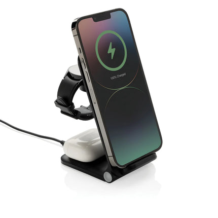 XD Collection Powerpal 3-in-1 RCS recycled plastic 15W charger with multiple ports for phones and tablets
