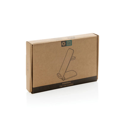 XD Collection Powerpal 3-in-1 recycled plastic 15W charger with phone and tablet accessories