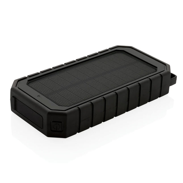  featuring compact portable design and solar panel.