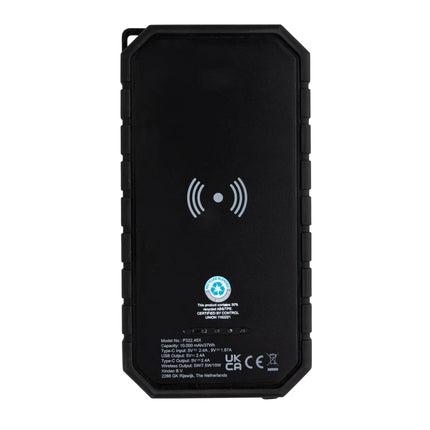 XD Collection solar powerbank with 10W wireless charging for phones and tablets
