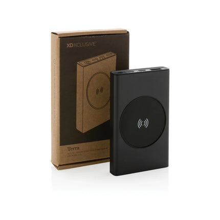 XD Xclusive Terra RCS recycled aluminium 5000mAh powerbank with 5W wireless charging for phones and tablets.