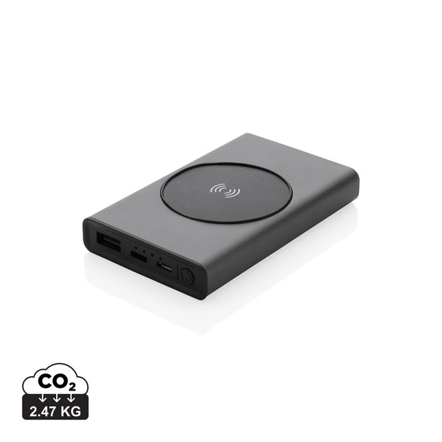 XD Xclusive Terra RCS recycled aluminum 5000mAh powerbank with 5W wireless charging for phones and tablets.