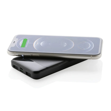 Recycled plastic wireless power bank from XD Collection for phones and tablets