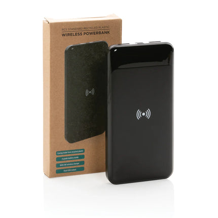Recycled plastic wireless power bank for phones and tablets by XD Collection