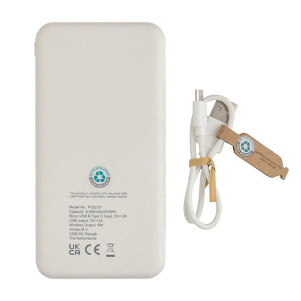 Recycled plastic wireless power bank for phones and tablets from XD Collection