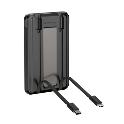  showing multiple charging ports and magnetic attachment.