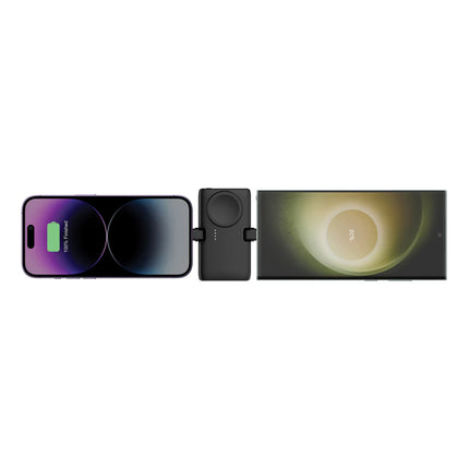  showing sleek portable design and charging ports.