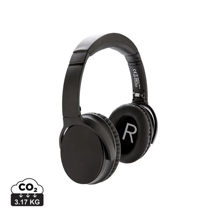 Swiss Peak ANC headphones in black with cushioned ear cups and adjustable headband