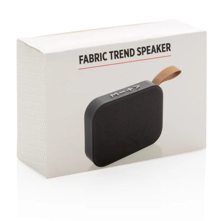  a stylish wireless audio device with a fabric finish and modern design.