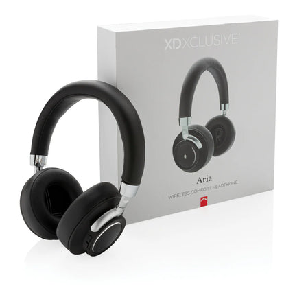  black over-ear audio headphones with cushioned ear cups and adjustable headband.