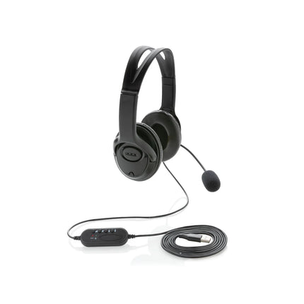 Over-ear wired work headset from XD Collection with cushioned ear cups and adjustable headband