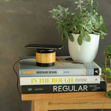 Bamboo wireless charger speaker by XD Collection