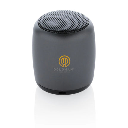  compact audio device with sleek metallic finish and modern design.