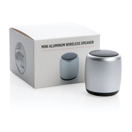  compact audio device with sleek design and metal finish.