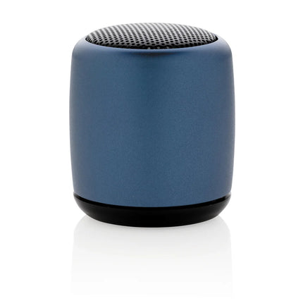  compact portable audio device with sleek metallic finish and built-in Bluetooth.