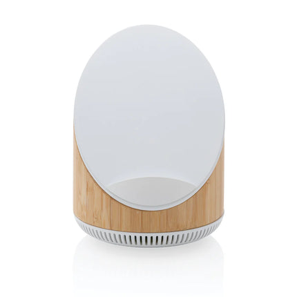  showcasing the sleek design and bamboo finish.