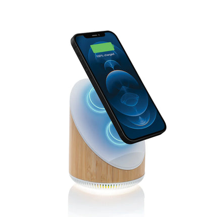 Ovate bamboo XD Xclusive 5W speaker with built-in 15W wireless charger