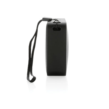  compact audio device with rugged design and built-in controls.