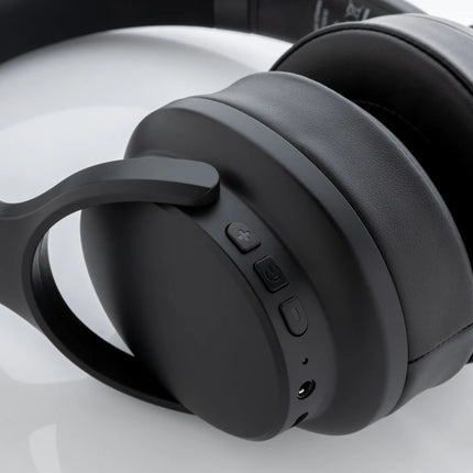  sleek black audio headphones with cushioned ear cups and adjustable headband.